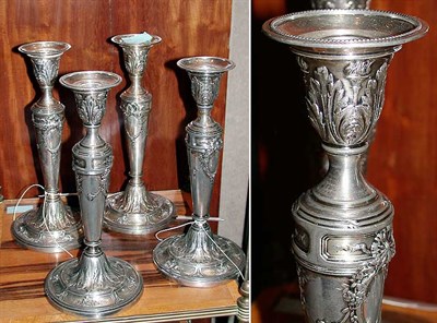 Lot 299 - Set of Four Silver Plated Candlesticks
