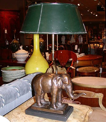 Lot 180 - Pair of Patinated-Metal Elephant Form Lamps