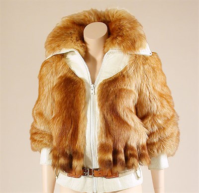 Lot 740 - Cream Leather Fox Trimmed Jacket