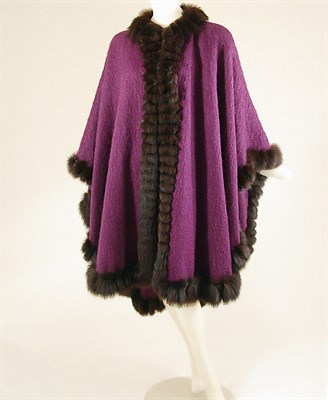 Lot 772 - Yves Saint Laurent Fur Trimmed Purple Mohair Cape