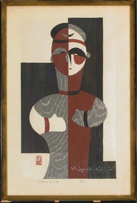 Lot 378 - Kiyoshi Saito HANIWA (5) Color woodcut, 1960,...