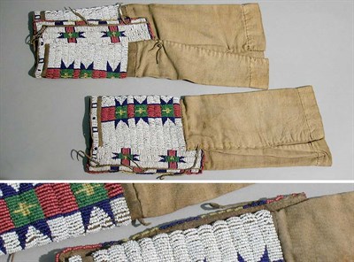 Lot 60 - Pair of Sioux Fabric and Hide Leggings Each...