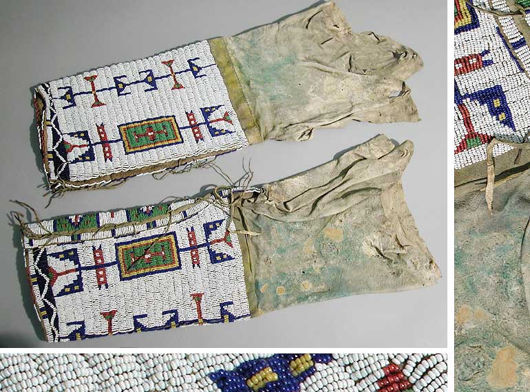 Lot 59 - Pair of Sioux Beaded and Painted Leggings Each...