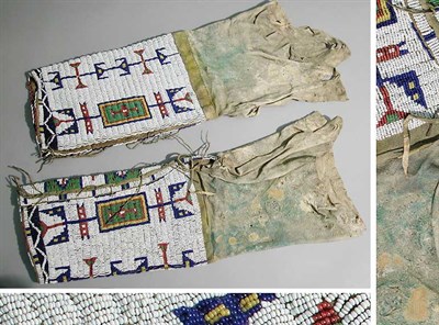 Lot 59 - Pair of Sioux Beaded and Painted Leggings Each...