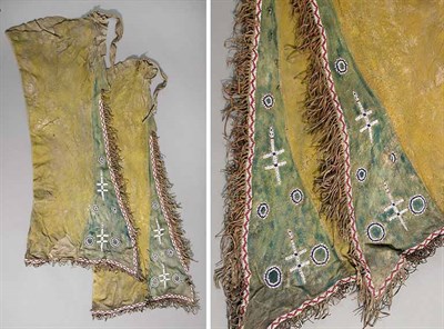 Lot 77 - Pair of Southern Plains Beaded and Painted...
