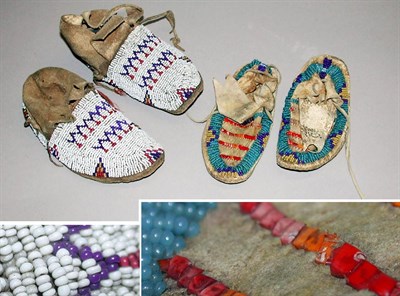 Lot 74 - Two Pairs of Plains Beaded Hide Child's...
