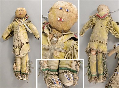 Lot 48 - Plains Hide Male Stuffed Doll With beaded eyes...