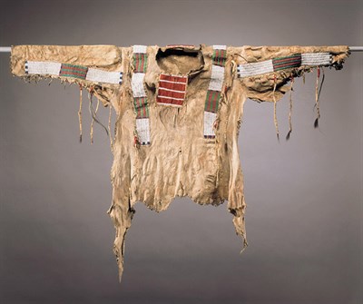 Lot 68 - Sioux Hide Shirt With geometric beaded motif...