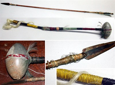 Lot 57 - Cheyenne Stone Club With horsehair wrapped...