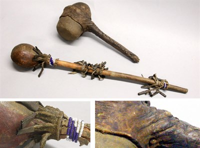 Lot 80 - Cheyenne Stone Club With hide covered wood...