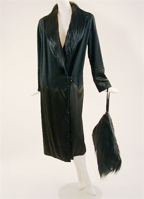 Lot 460 - Black Monkey Fur Trim Coat and Muff