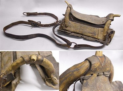 Lot 84 - Plains Leather Saddle On an antler frame with...