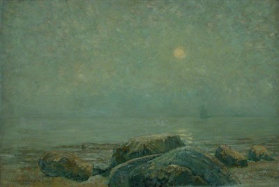 Lot 181 - Arthur Hoeber 1854-1915 SAIL AT SUNSET Signed...