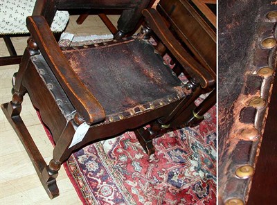 Lot 388 - Baroque Style Leather Strapped Walnut Bench