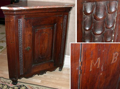 Lot 335 - Provincial Louis XV Marble Top Walnut Corner...