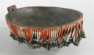 Lot 76 - Plains Wood Bowl With leather lining, painted...