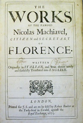 Lot 102 - MACHIAVELLI, NICCOLO Works 4 parts in one....