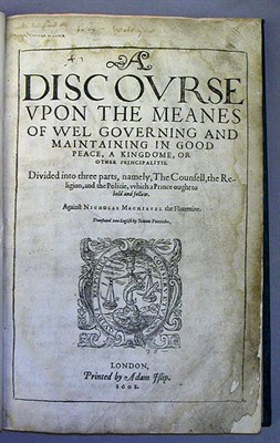 Lot 99 - [MACHIAVELLI, NICCOLO] A Discourse upon the...