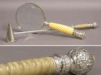 Lot 313 - Two Silver, Bone and Wood Desk Accessories