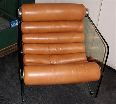 Lot 188 - Italian Glass and Leather Chair Designed by...