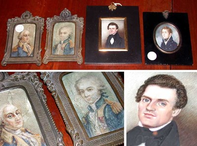 Lot 114 - Group of Four Watercolor on Ivory Portrait...