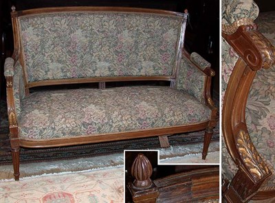 Lot 444 - Louis XVI Style Parcel Gilt Upholstered Walnut...