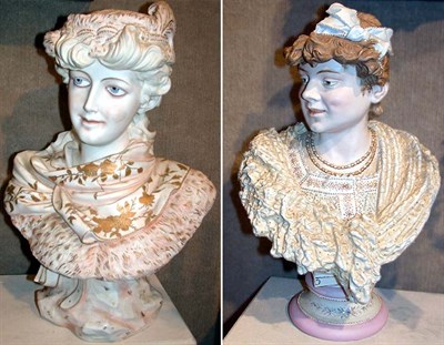 Lot 428A - Two Continental Bisque Busts of Ladies