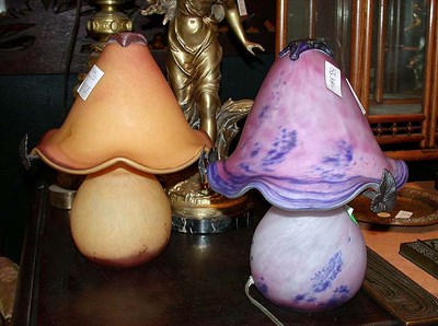 Lot 553A - Two Art Deco Style Mottled Glass Boudoir Lamps...