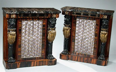 Lot 424 - Pair of Regency Parcel Gilt and Ebonized...