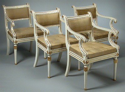 Lot 426 - Set of Twelve Regency Style Parcel Gilt and...