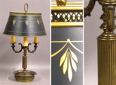 Lot 482 - Empire Style Brass Bouillotte Lamp
