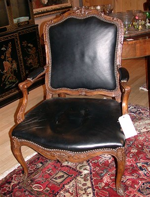 Lot 493 - Pair of Louis XV Style Leather Upholstered...