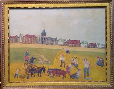 Lot 40 - Louis Vivin French, 1961-1936 FARMERS OUTSIDE...