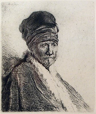 Lot 361 - Rembrandt van Rijn BUST OF A MAN WEARING A...