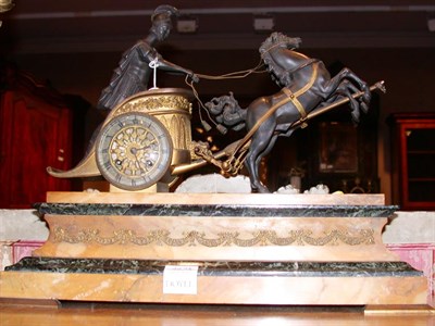 Lot 447A - Empire Style Bronze and Marble Clock Cast as a...