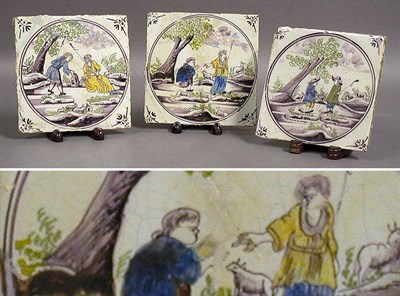 Lot 161 - Group of Dutch Delft Tiles Late 18th century...
