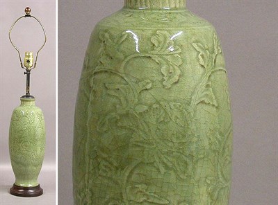Lot 158 - Chinese Celadon Glazed Pottery Vase Ming...