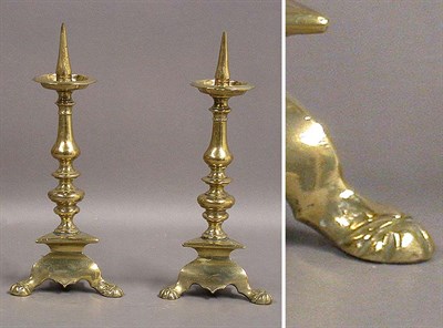 Lot 131 - Pair of Continental Baroque Brass Pricket...