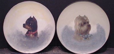 Lot 18 - Two Porcelain Plates Decorated with Dogs...