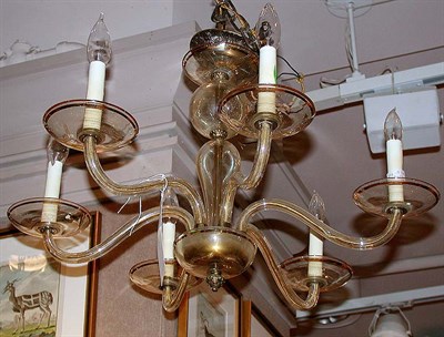 Lot 422 - Art Deco Glass Six-Light Chandelier