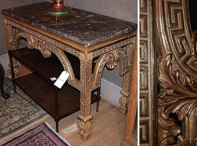 Lot 235 - Pair of Georgian Style Marble Top Gilt-Wood...