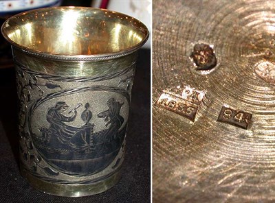 Lot 155A - Russian Niello Silver Beaker Height 3 1/2...