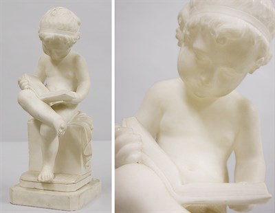 Lot 176 - Alabaster Figure of a Child Reading Height 13...