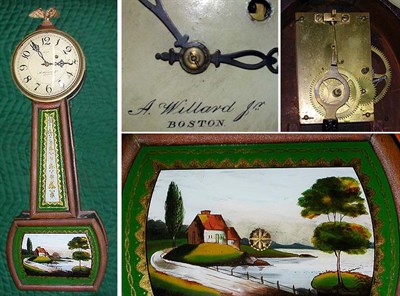 Lot 198 - Mahogany and Eglomise Banjo Clock A. Willard,...