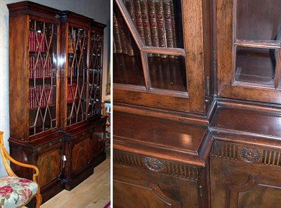 Lot 489 - Georgian Style Mahogany Breakfront Bookcase