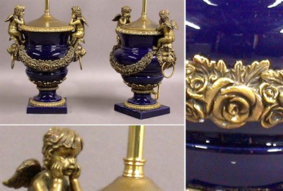 Lot 262 - Pair of Gilt-Metal Mounted Porcelain Lamps