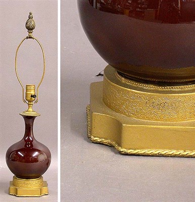 Lot 445 - Sang de Boeuf Pottery Lamp