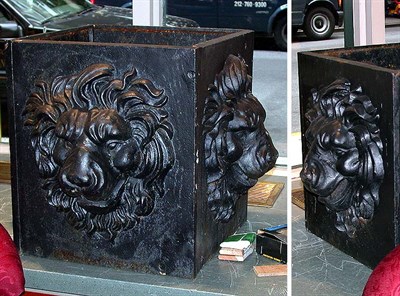 Lot 515 - Pair of Case Metal Lion Head Planters