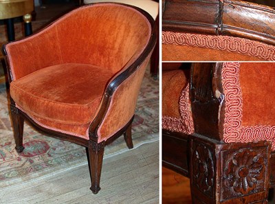 Lot 378 - Louis XVI Style Upholstered Walnut Tub Chair