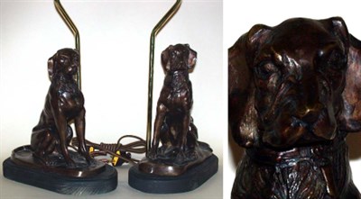 Lot 62 - Pair of Patinated-Metal Dogs Each mounted as a...
